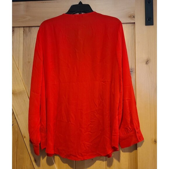 New! Womens Size 2X The Limited Red Ruffle Accent V-Neck Blouse Top Goji $79 - Picture 2 of 14